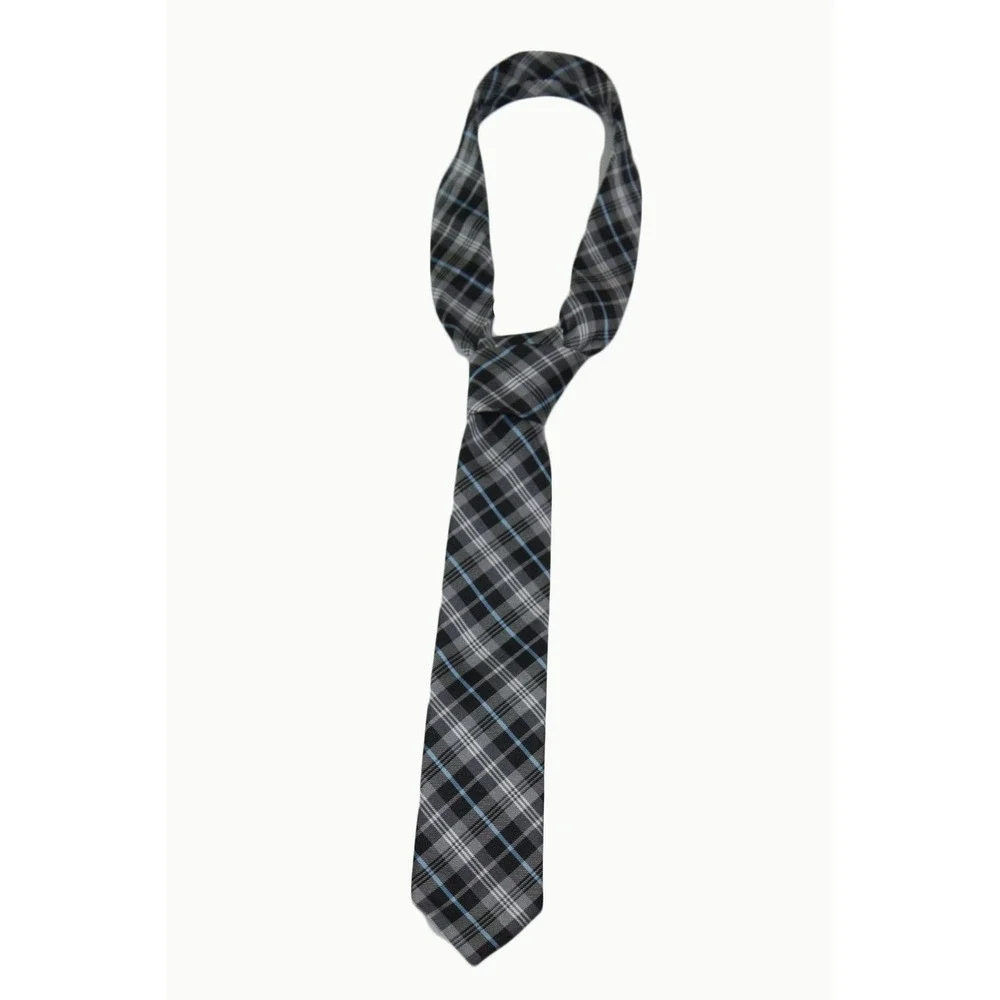 Chaps Boys Plaid‎ Necktie Black Charcoal Grey Black Blue
